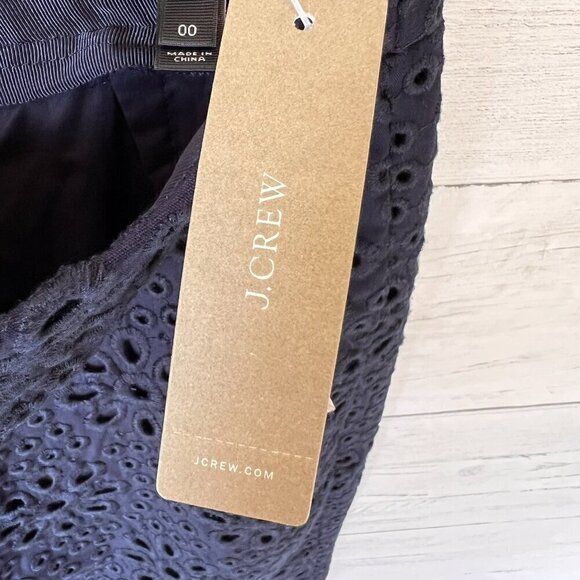 J Crew Skirt Womens SZ 00 Navy Blue No. 2 Pencil Mini Eyelet Lined Cotton Floral - Picture 13 of 16